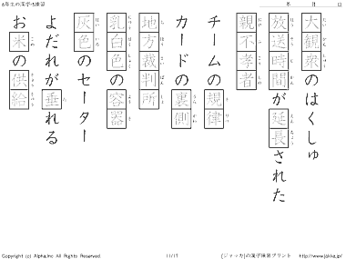 小学校6年生の漢字ドリル 5 練習 P11 17 ジャッカ Jakka Jp